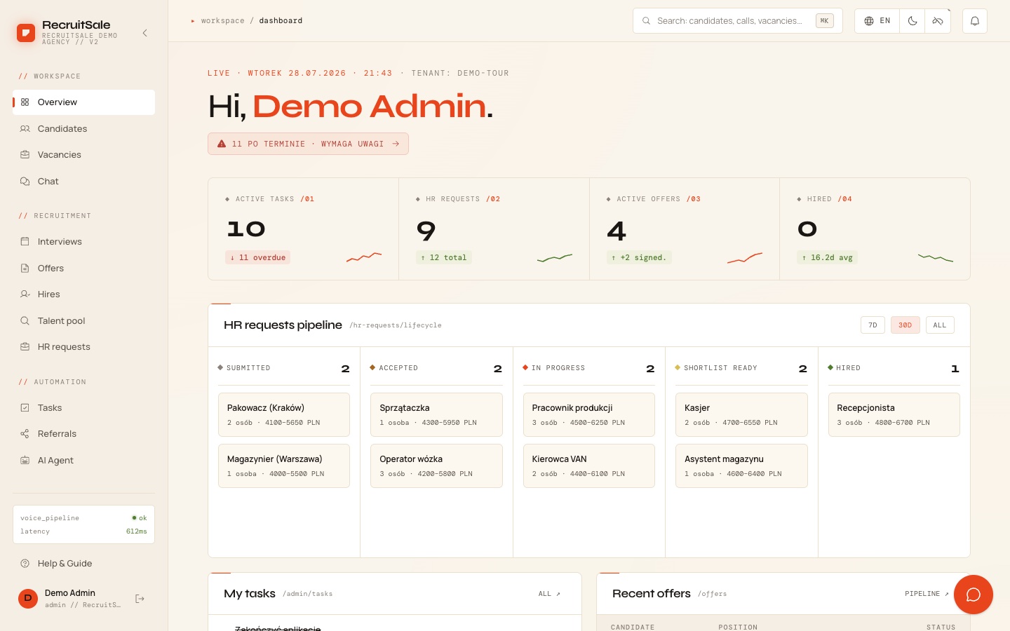 Pulpit workspace — zrzut ekranu