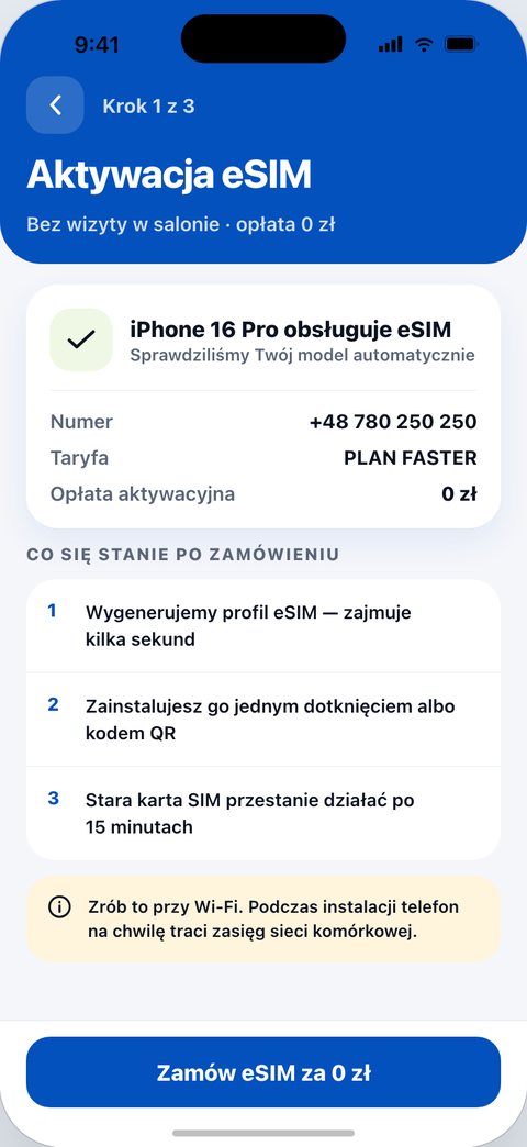 CrossMobile, Zamówienie eSIM