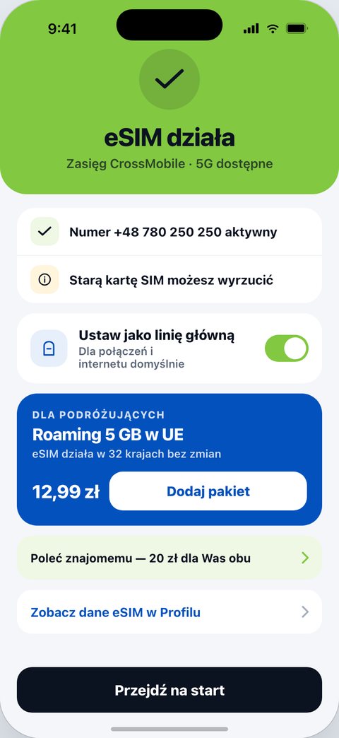 CrossMobile, eSIM działa
