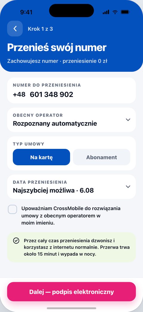 CrossMobile, Przenieś swój numer