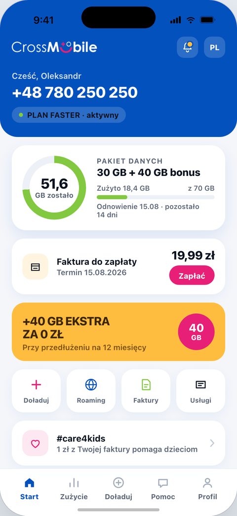 CrossMobile, Powitanie