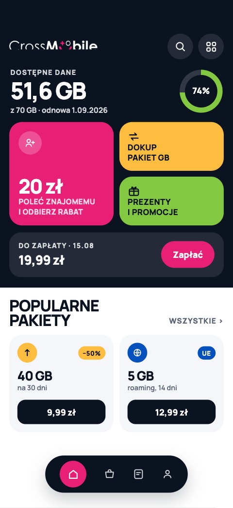 CrossMobile, Bento auf Hell