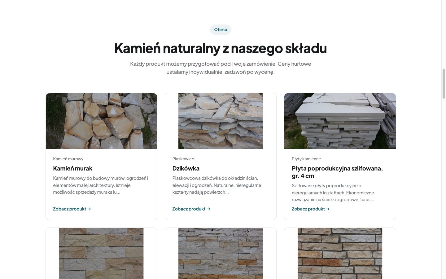Katalog kamienia — zrzut ekranu